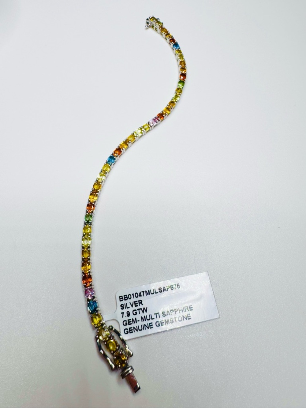 Genuine Multicolor Sapphire Tennis Bracelet
18K WG/Sterling - Picture 3 of 5